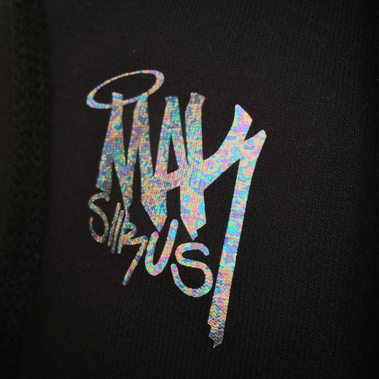 BLACK 'MAK' ZIP HOODIE / SILVER OIL